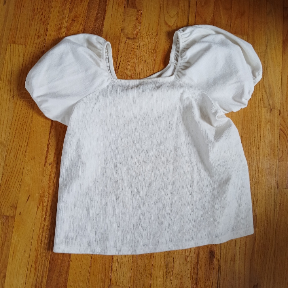 White Square Neck Top